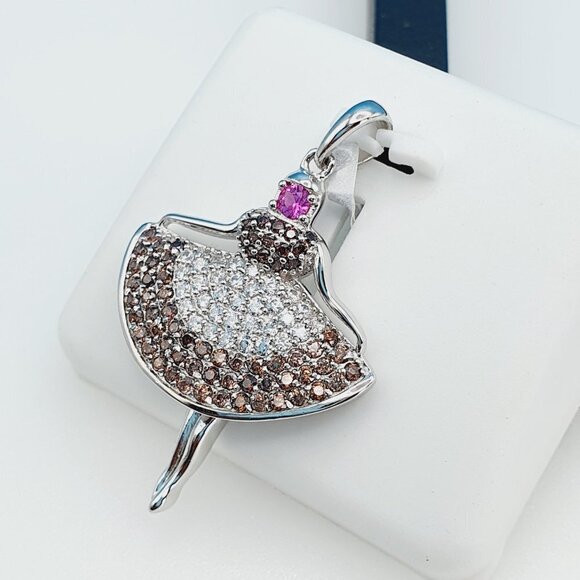 925 Sterling Silver Cubic Zirconia Pendant, UU1P6A6039 - Picture 4 of 8